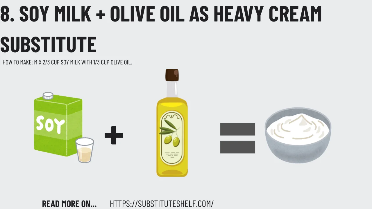 8. Soy Milk + Olive Oil as Heavy Cream Substitute