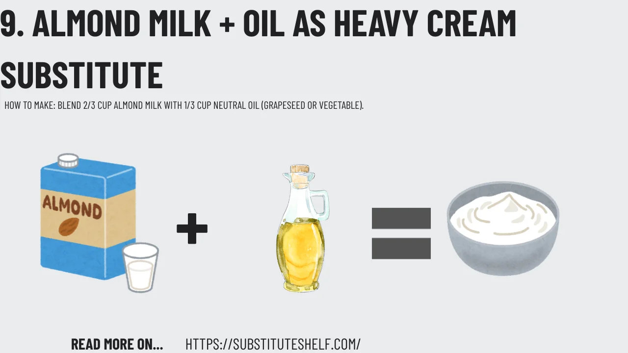9. Almond Milk + Oil as Heavy Cream Substitute