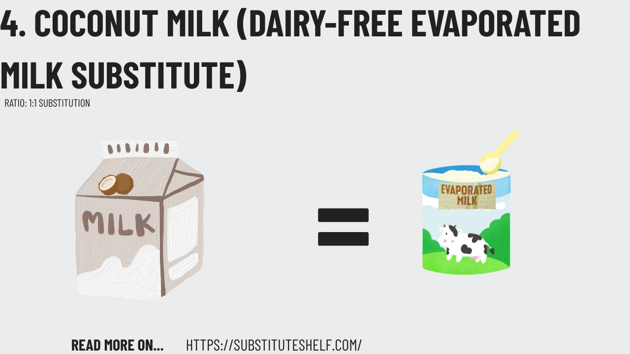4. Coconut Milk (Dairy-Free Evaporated Milk Substitute)