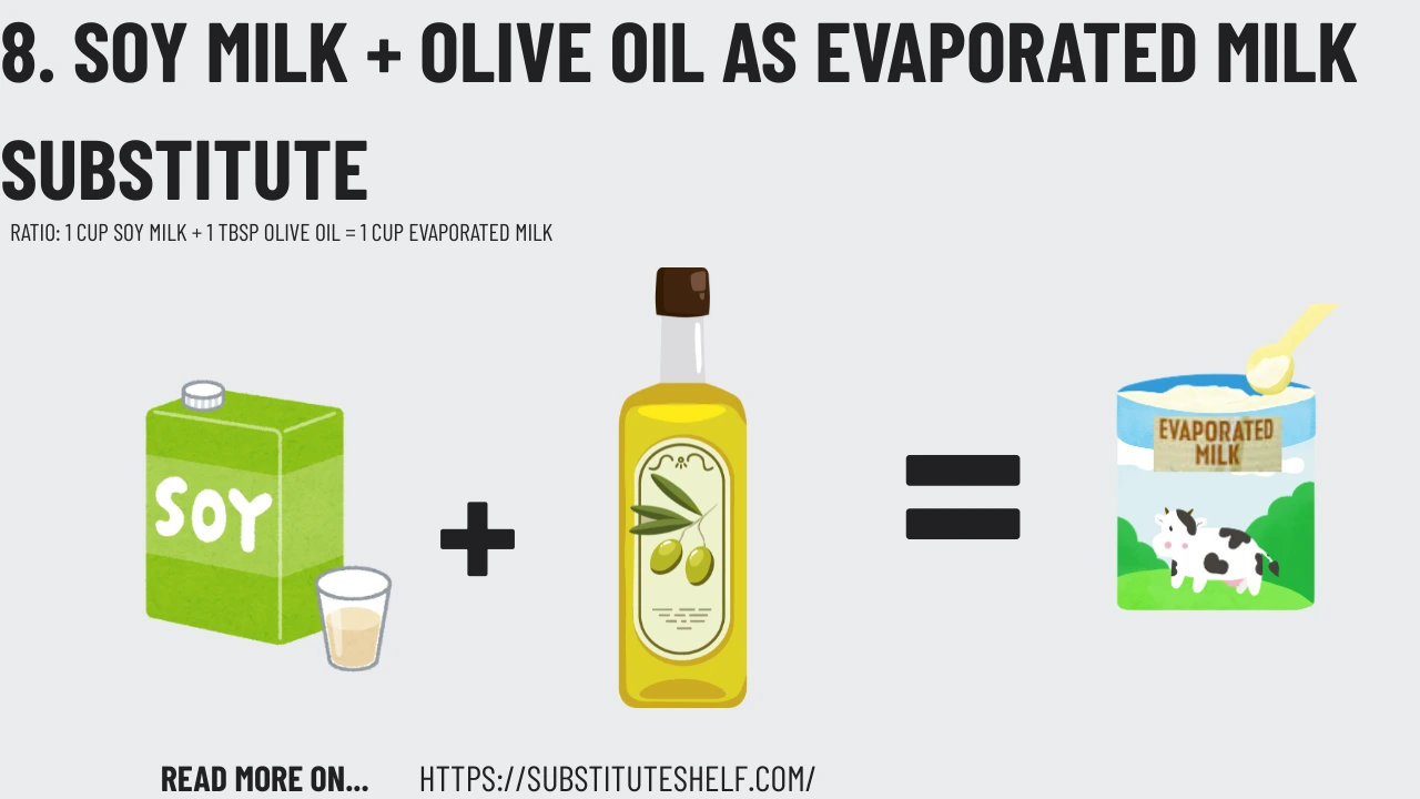 8. Soy Milk + Olive Oil As Evaporated Milk Substitute